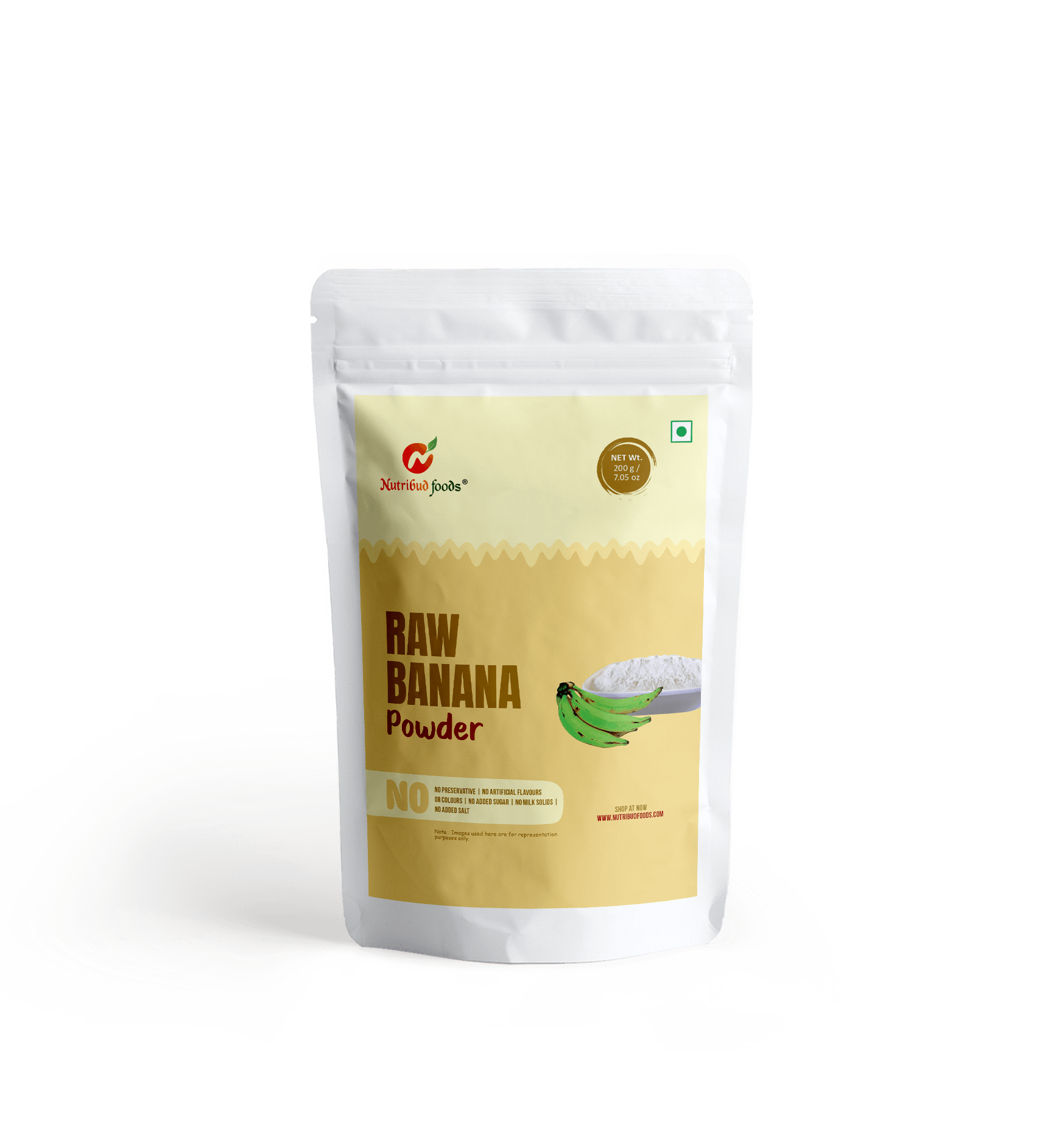Nutribud Foods RAW BANANA POWDER -- Made Of Nendran/Kerala Bananas (200g)